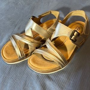 New Clark’s Collection gold sandals